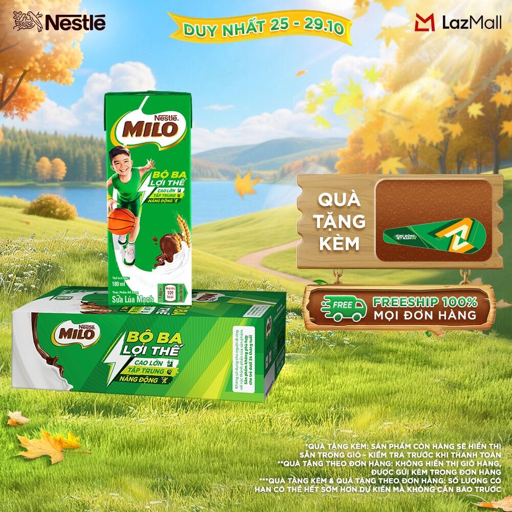 [ƯU ĐÃI THÁNG 10] FREESHIP TOÀN QUỐC] Thùng 48 Hộp Sữa lúa mạch Nestlé® MILO® 180ml_2