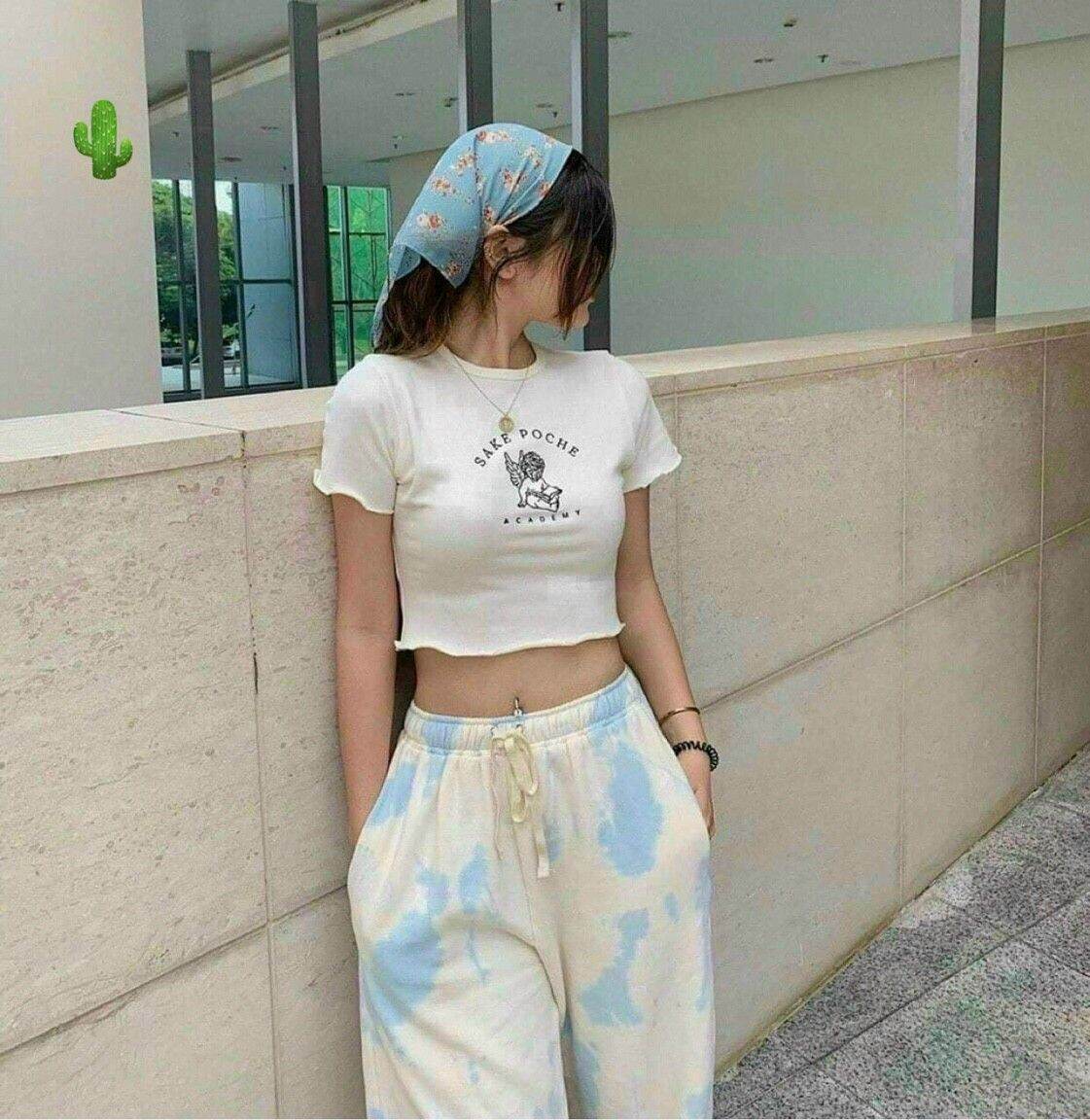 Áo thun in hình thiên thần áo thun cuốn biên áo thun croptop áo vải thun borip form 45kg
