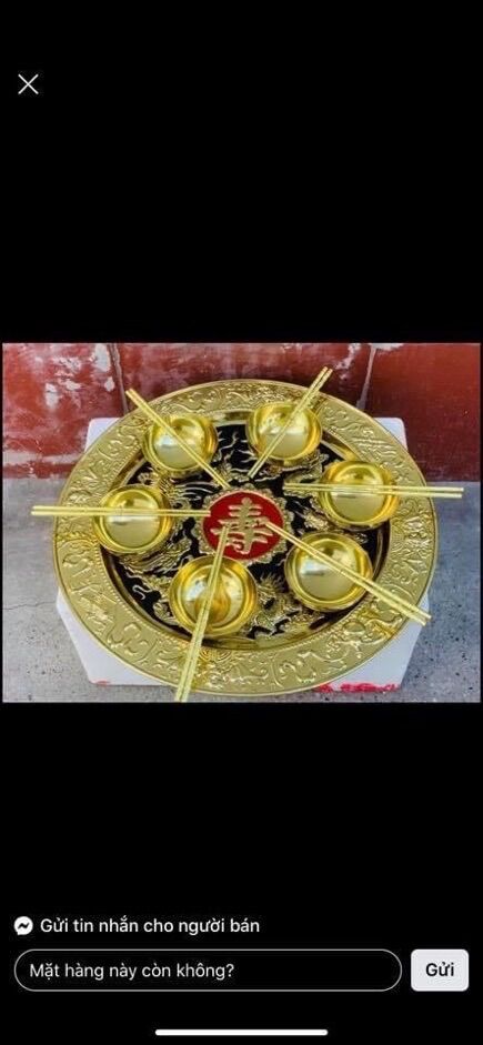 Mâm đồng bát đũa nhà làm bằng đồng