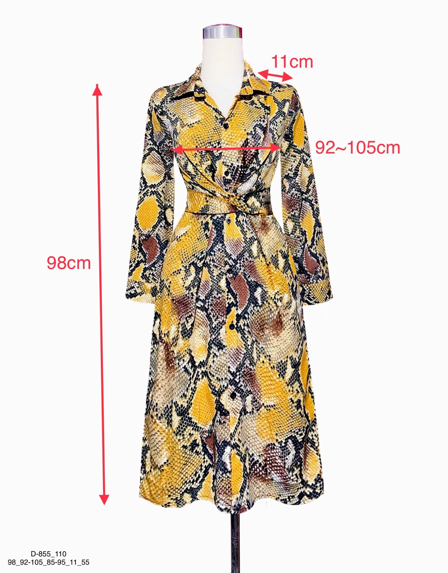 Đầm sơ mi cột eo D-855