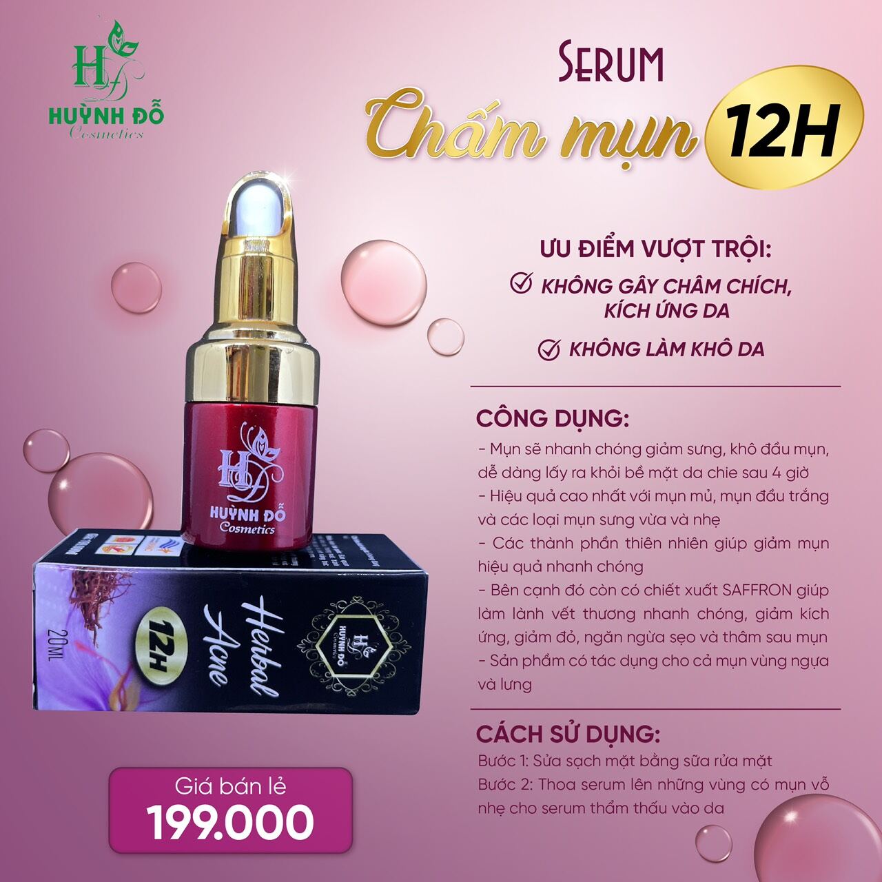 Serum chấm mụn 12h huỳnh đỗ