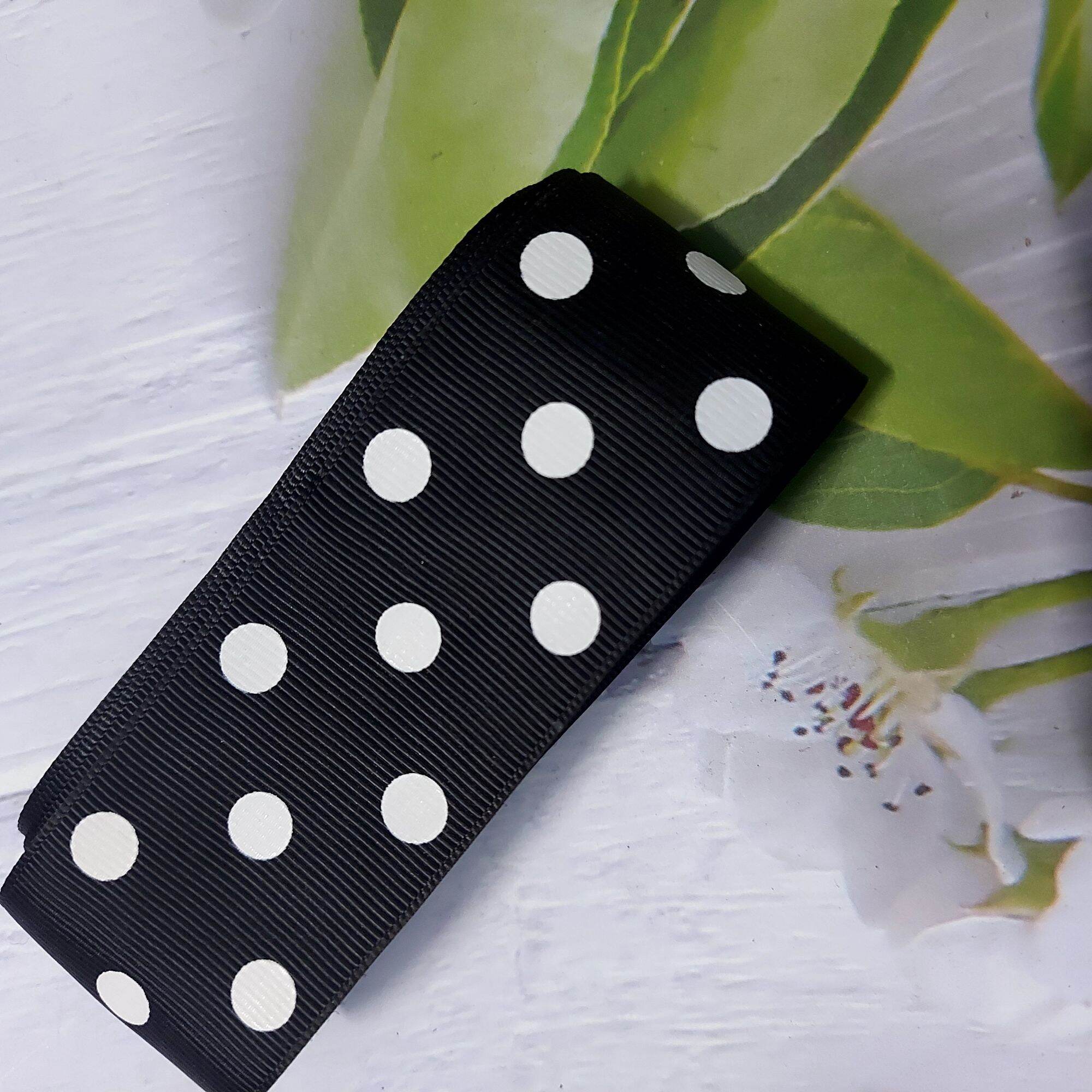 Ruy băng gân chấm bi, phụ kiện thủ công, bản rộng 3.8cm.