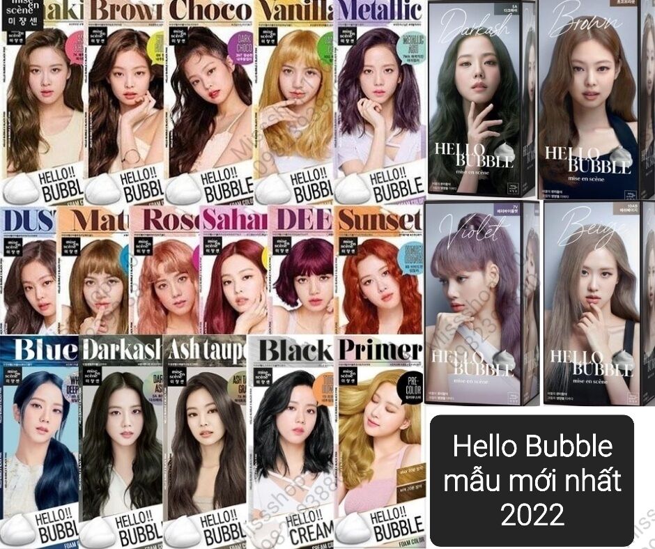Thuốc nhuộm tóc dạng bọt Hello Bubble BLACKPINK 5A DARK ASH THAN CHÌ