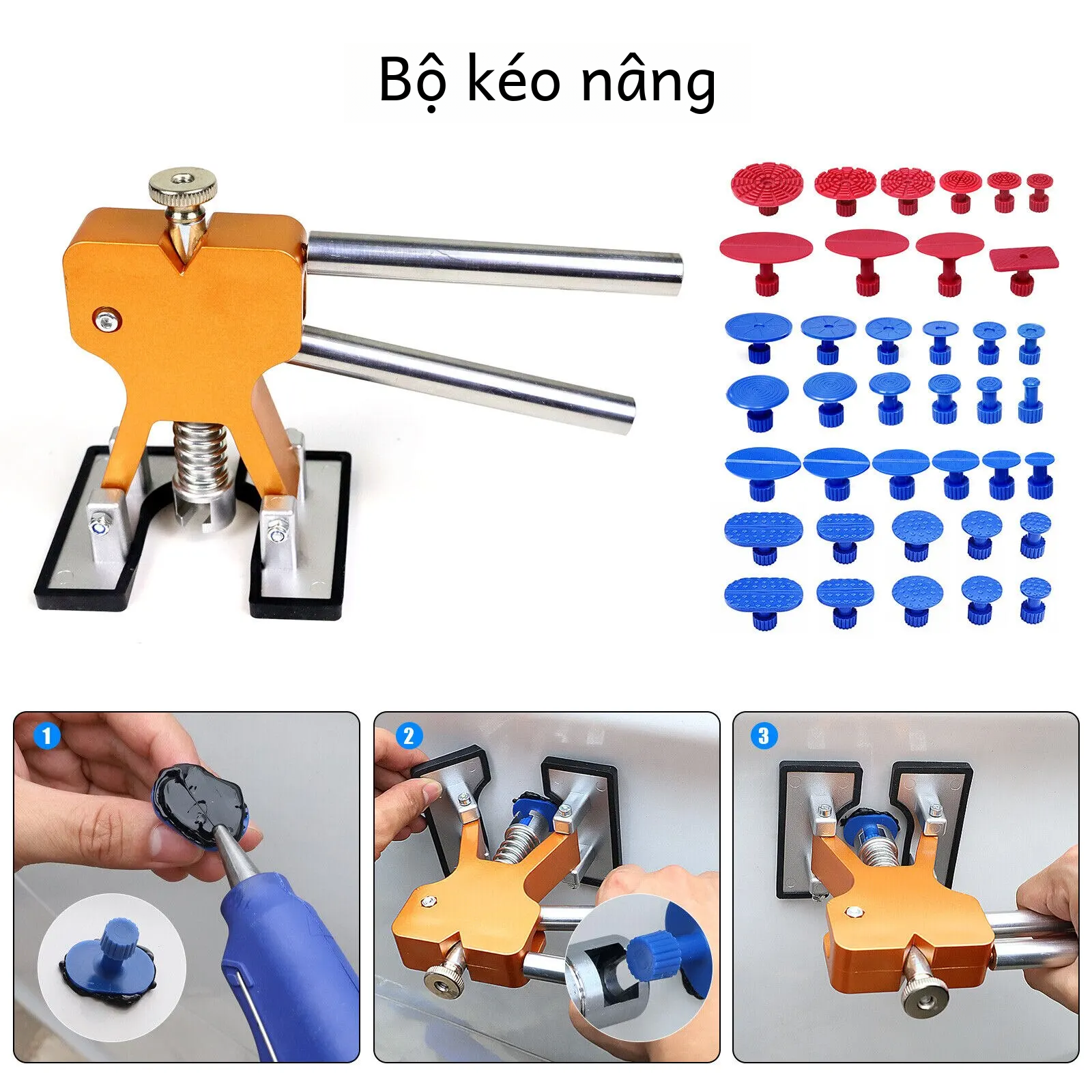 Paintless cơ thể Dent sửa chữa Kit cầu puller Phụ kiện bao gồm 30 puller Tab cốc hút