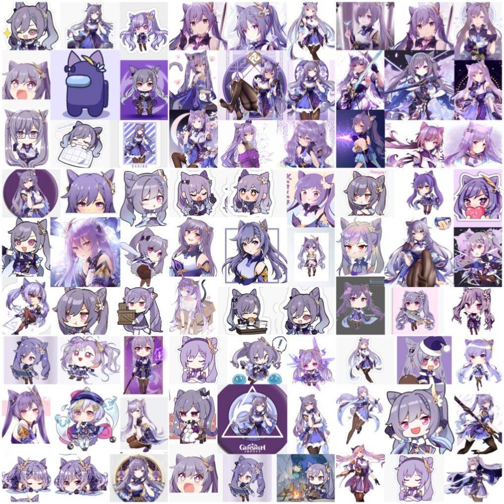 Sticker dán Keqing genshin impact 30-60 ảnh ép lụa khác nhau/Hình dán genshin impact keqing