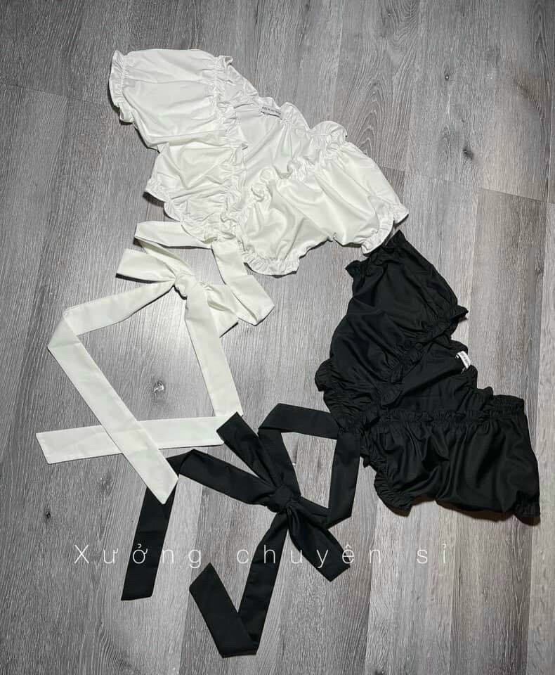 Áo cột eo vải voan lụa mềm mịn( kèm video hàng thật shop quay)