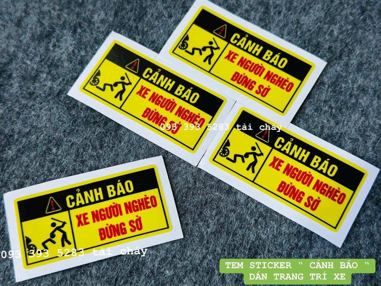 [ 1 MIẾNG ] TEM CANH BÁO DÁN TRANG TRÍ XE VÀ NHIỀU VI TRÍ KHÁC