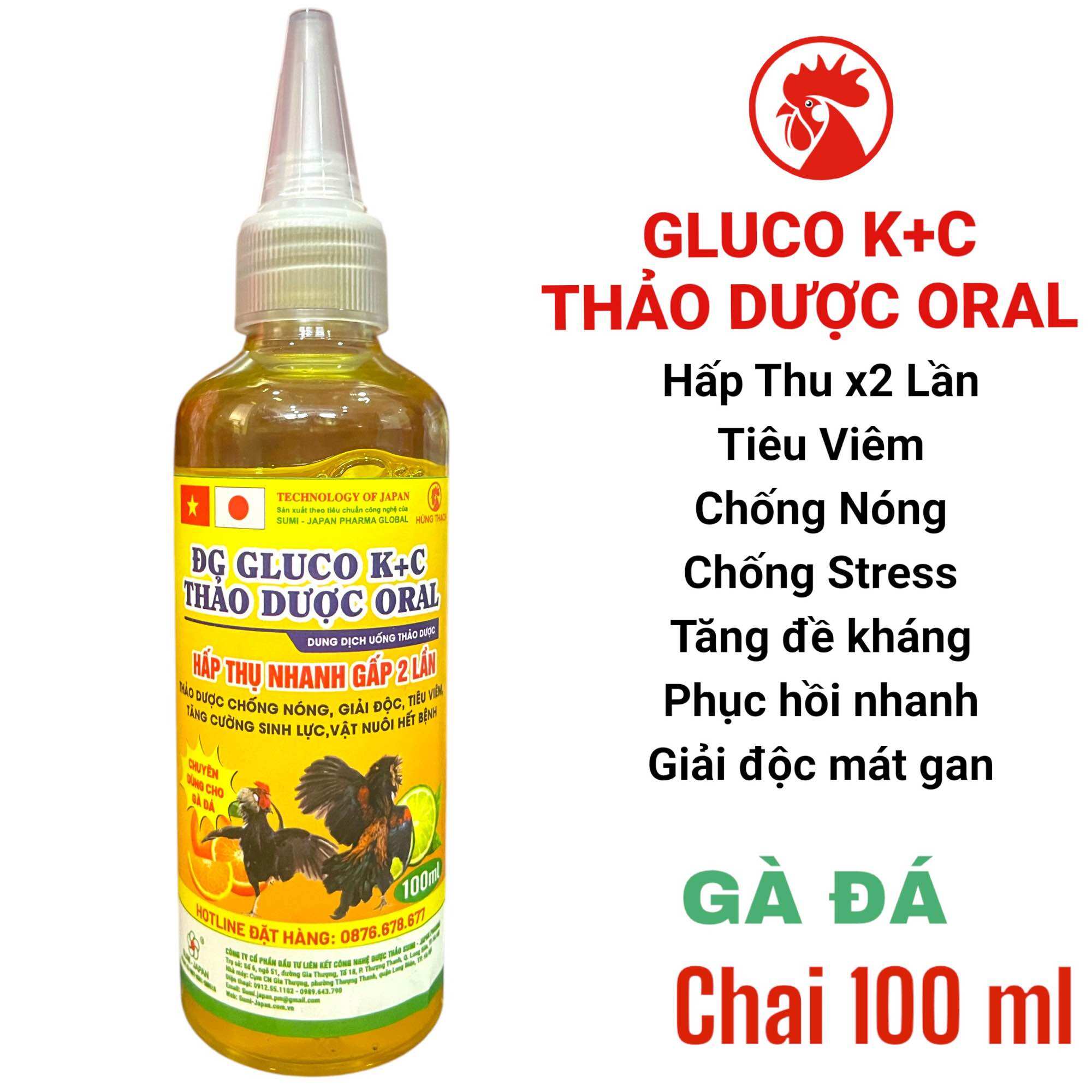ĐG GLUCO K+C thảo dược chuyên Gà Đá giúp mát thanh nhiệt, giảm stress, chống nóng, phục hồi thể lực cung cấp đầy đủ vitamin, khoáng
