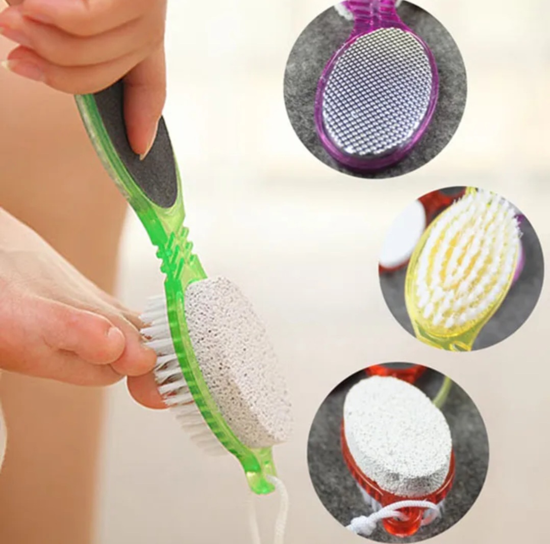 Bàn chải chà gót chân 2 đầu 4 in 1