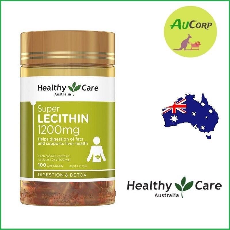 Mầm đậu nành - Healthy Care Super Lecithin - ÚC - 100 viên -  Đẹp da, đào thải độc tố gan, cân bằng nội tiết tố