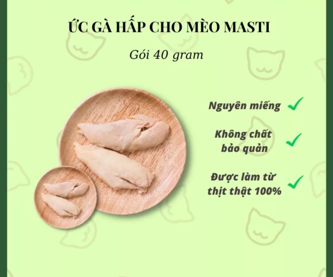 Ức gà hấp sẵn cho chó - mèo 40gram