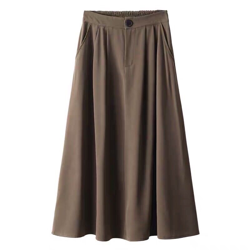 Chân váy nữ midi dáng xoè [only nâu đen]