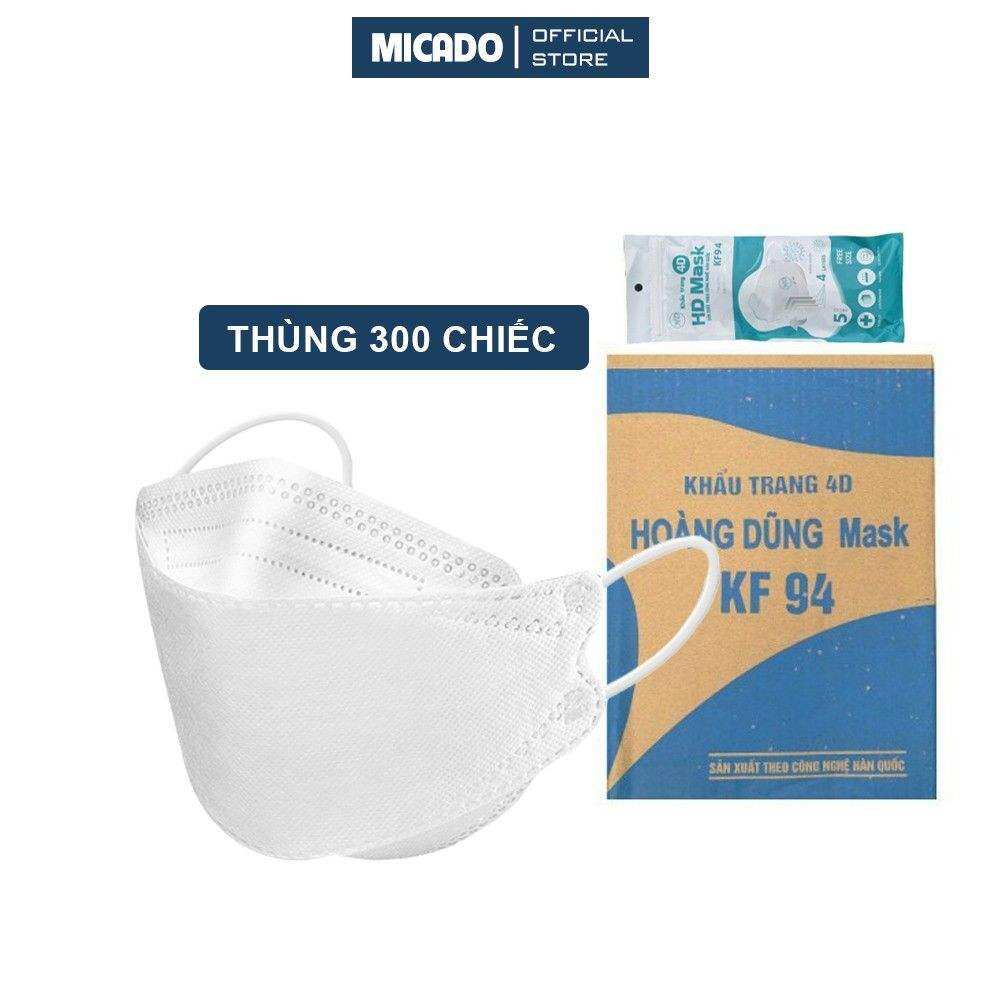 combo 10 bịch/100 cái , khẩu trang y tế 4D Mask KF94 Hoàng Dũng , màu trắng
