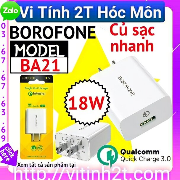 Cóc sạc nhanh củ sạc nhanh 18w 3.0a borofone ba21