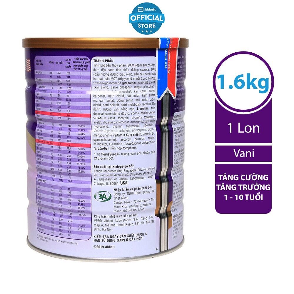 Lon Sữa Bột Pediasure 1.6kg