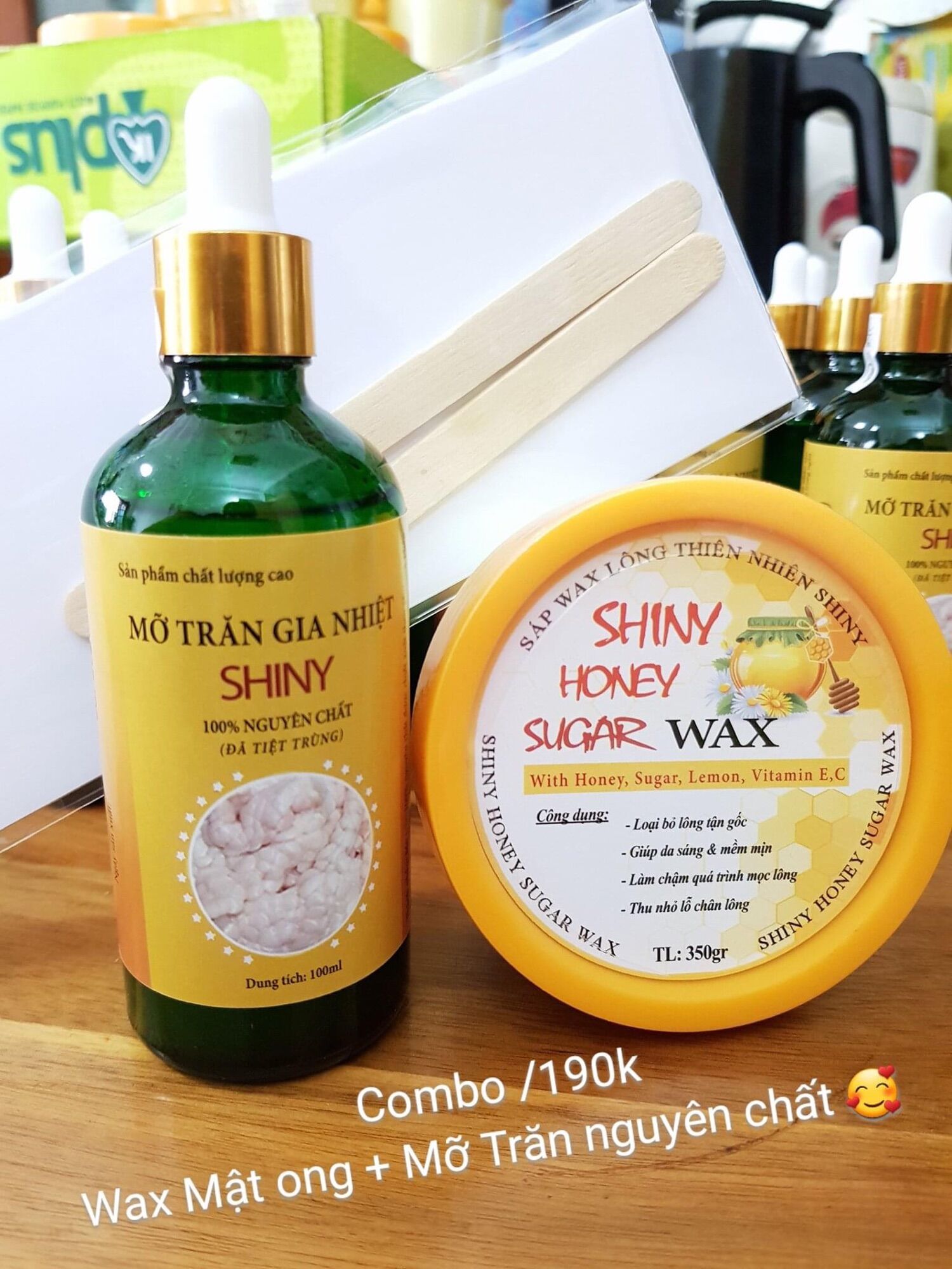 Combo triệt lông wax và mỡ trăn 100ml handmade tặng giấy và que wax