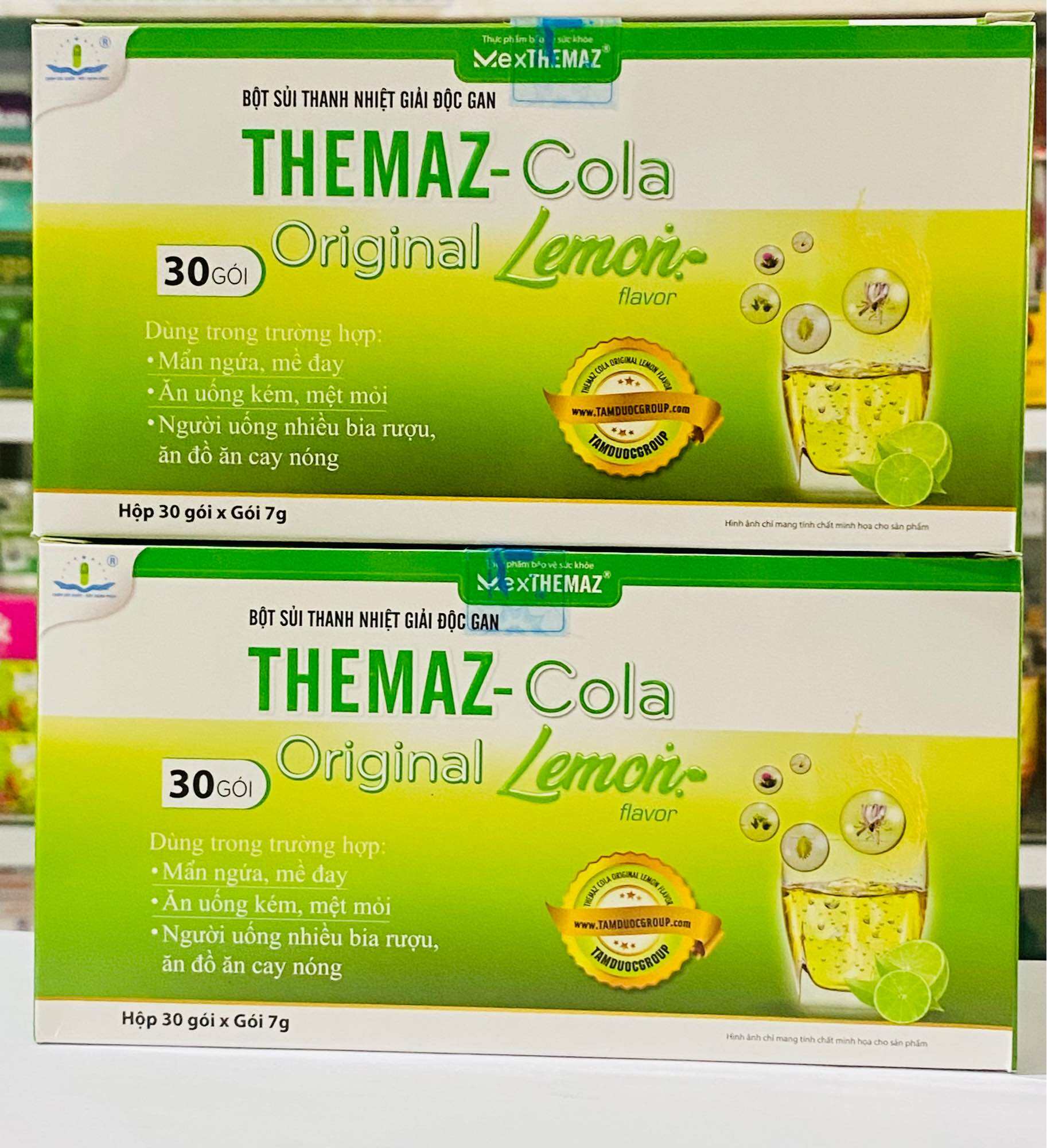 Bột sủi thanh nhiệt giải độc gan Themaz Cola Original Lemon Hộp 30 gói