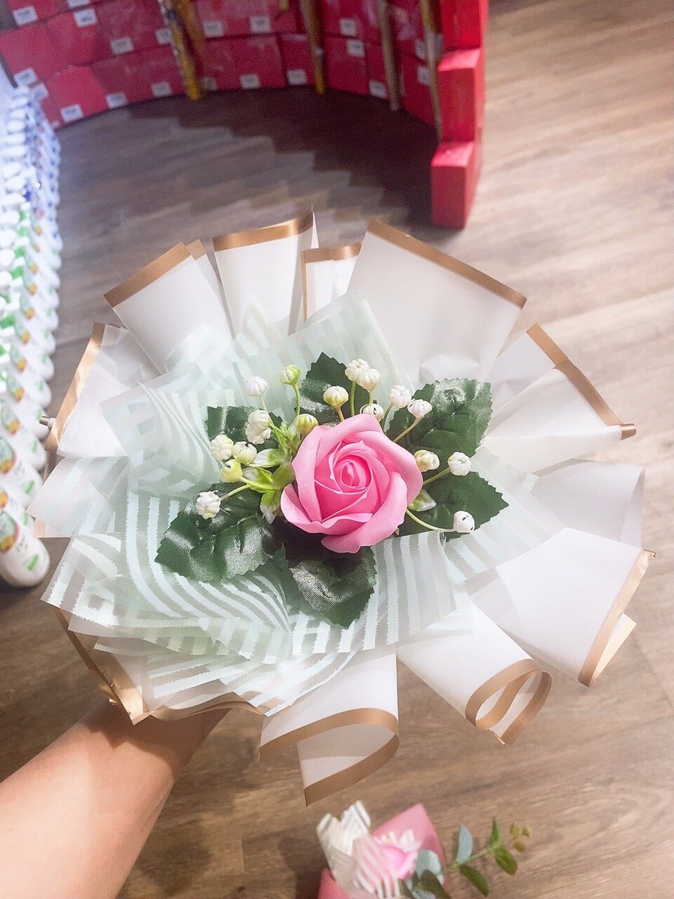 Cành Hoa Hồng Lụa Sáp 3D Cao Cấp 1 Bông