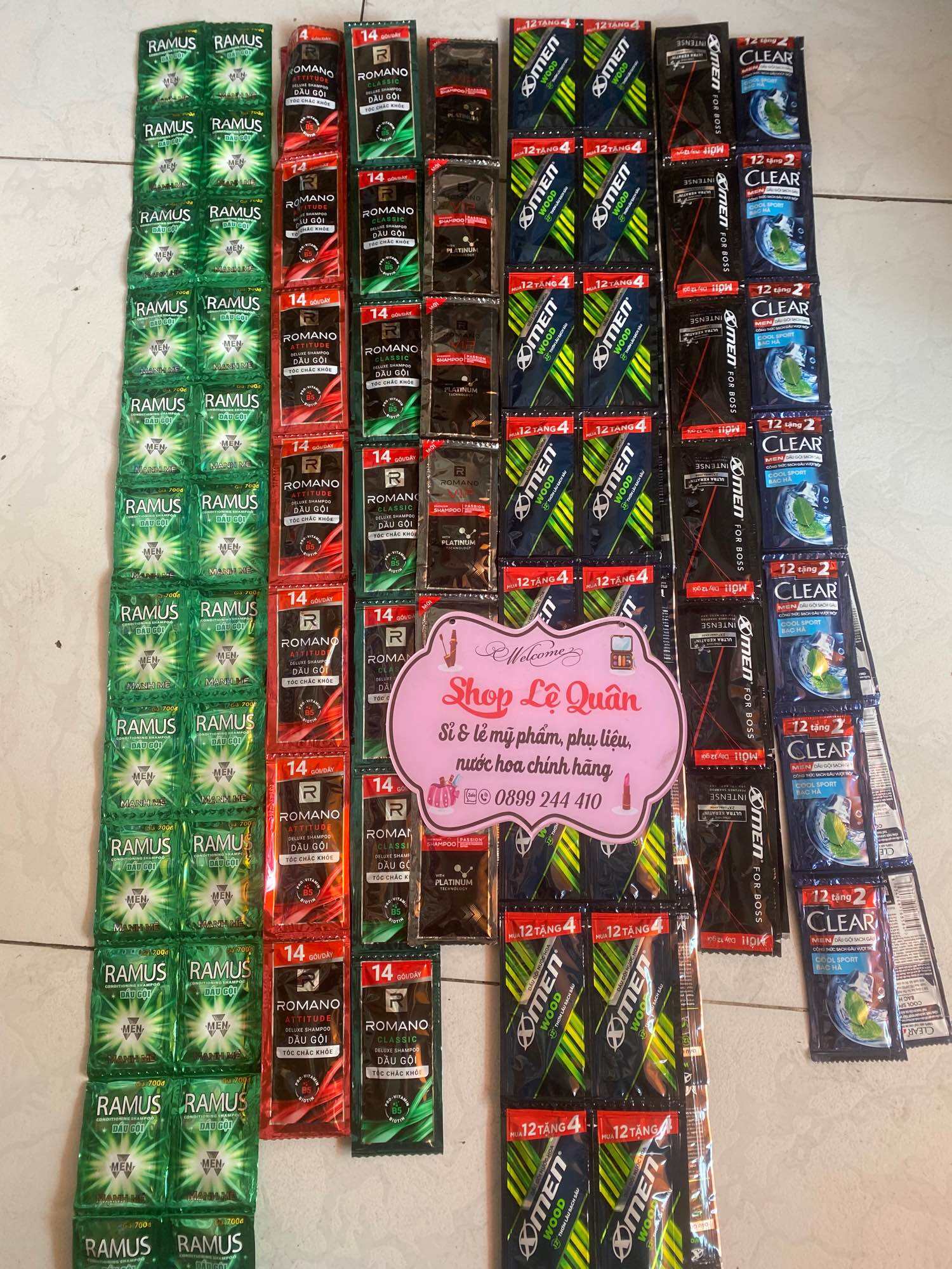 [freship]1 dây dầu gội 12 đến 16 gói tuỳ loại dành cho nam cho mái tóc chắc khoẻ trị gàu. Xmen, roamano, clear men, rammus