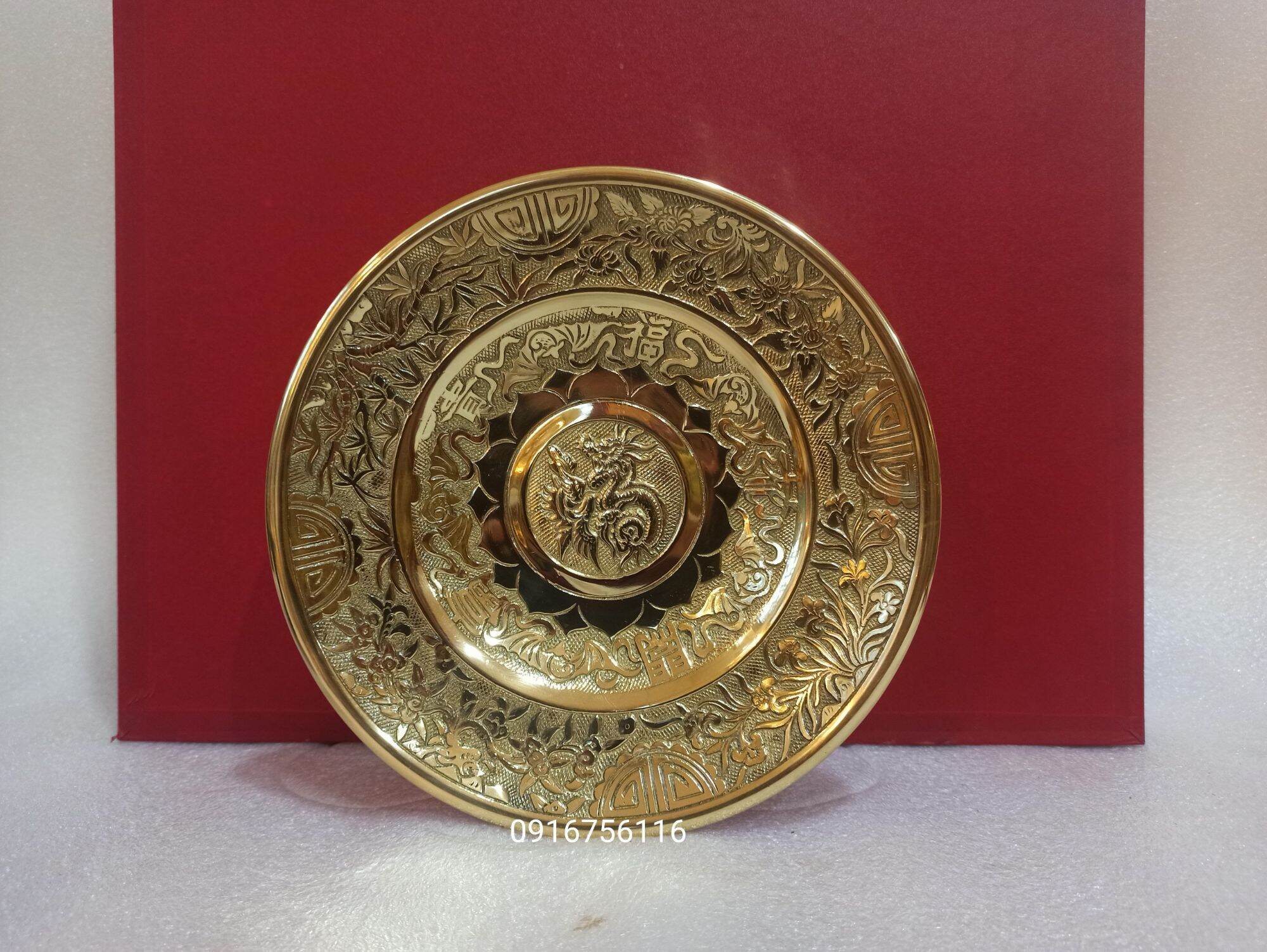 Mâm đồng 25cm, mâm bồng, mâm hoa quả, đĩa trái cây dâng phật
