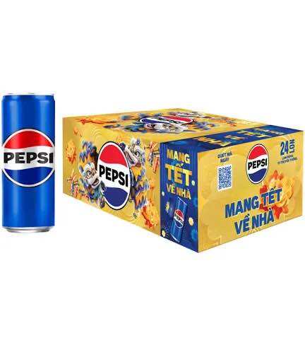 Thùng 24 lon nước ngọt Pepsi Cola Sleek 235ml