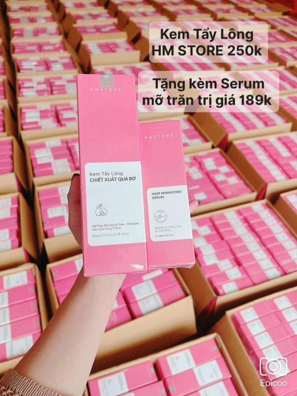 kem tẩy long HM store tặng kèm serum