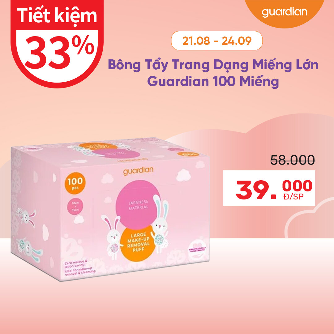 Bông Tẩy Trang Dạng Miếng Lớn Guardian 100 Miếng