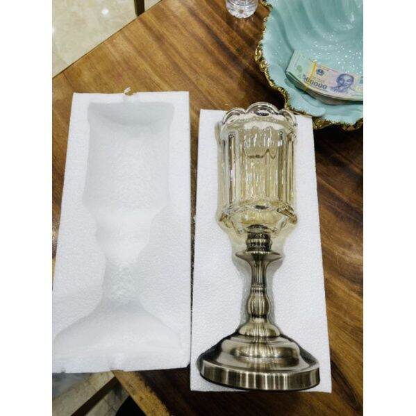 Bình hoa thủy tinh pha lê cao cấp đế đồng - lọ hoa nhập khẩu