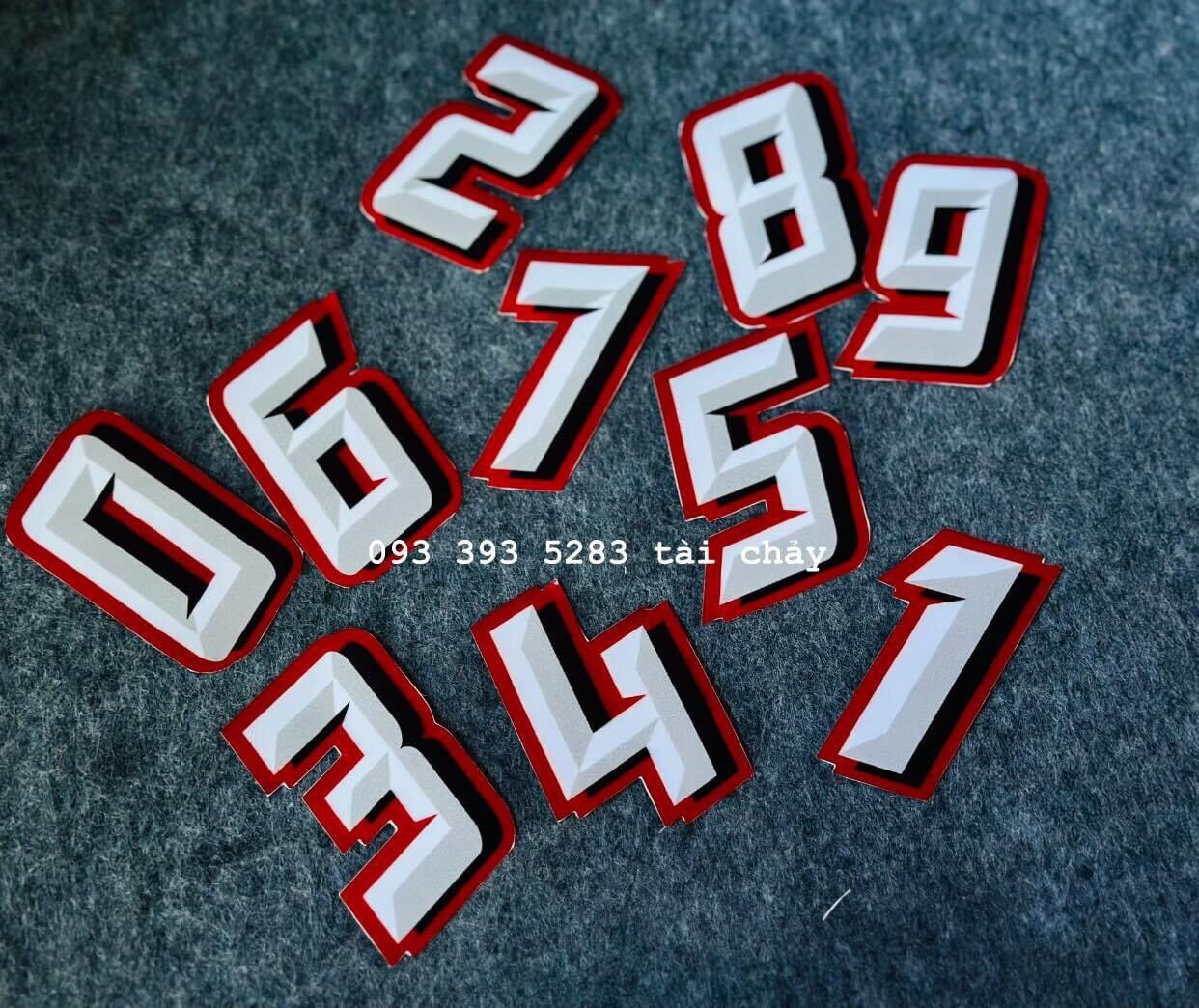 [ GIÁ 1 SỐ ] TEM DECAL SỐ CÓ NỀN CAO 8CM DÁN XE TRANG TRÍ