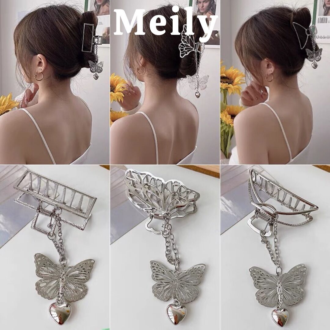Kẹp tóc càng cua kim loại hình bướm phong cách Hàn Quốc Meily Store
