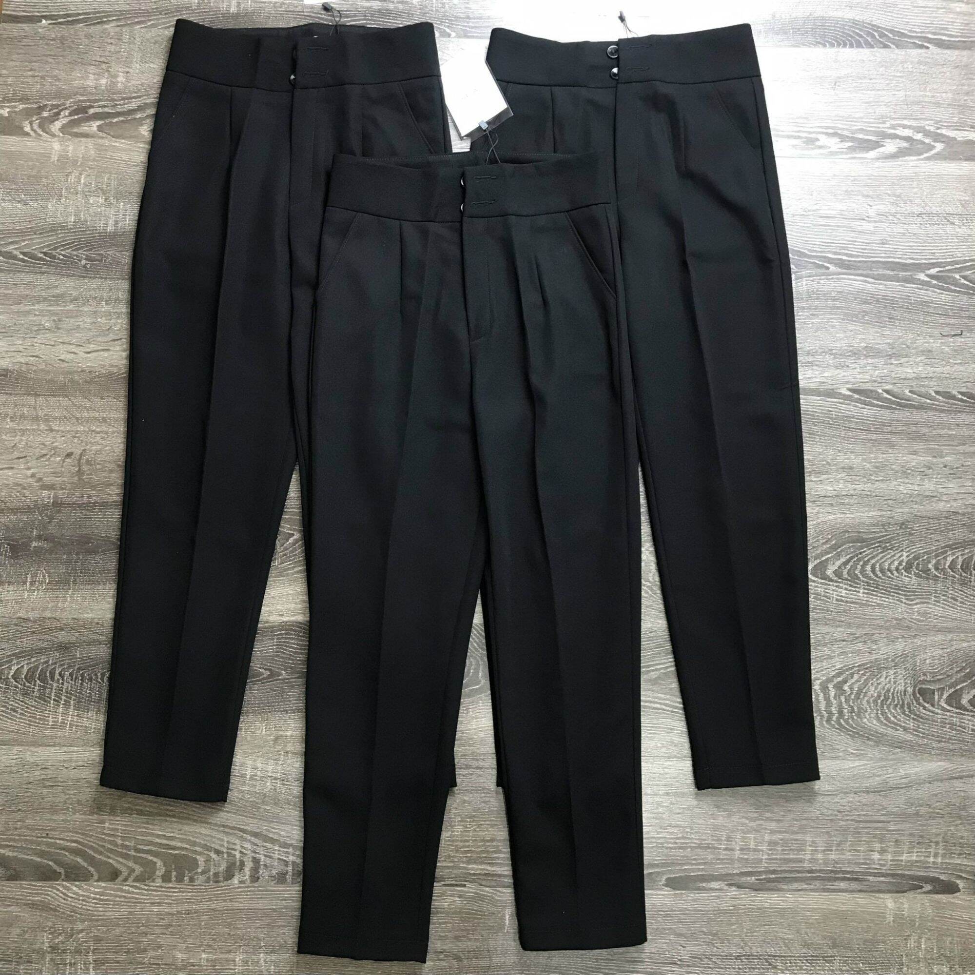 Quần baggy 2 cúc màu đen mặc đẹp