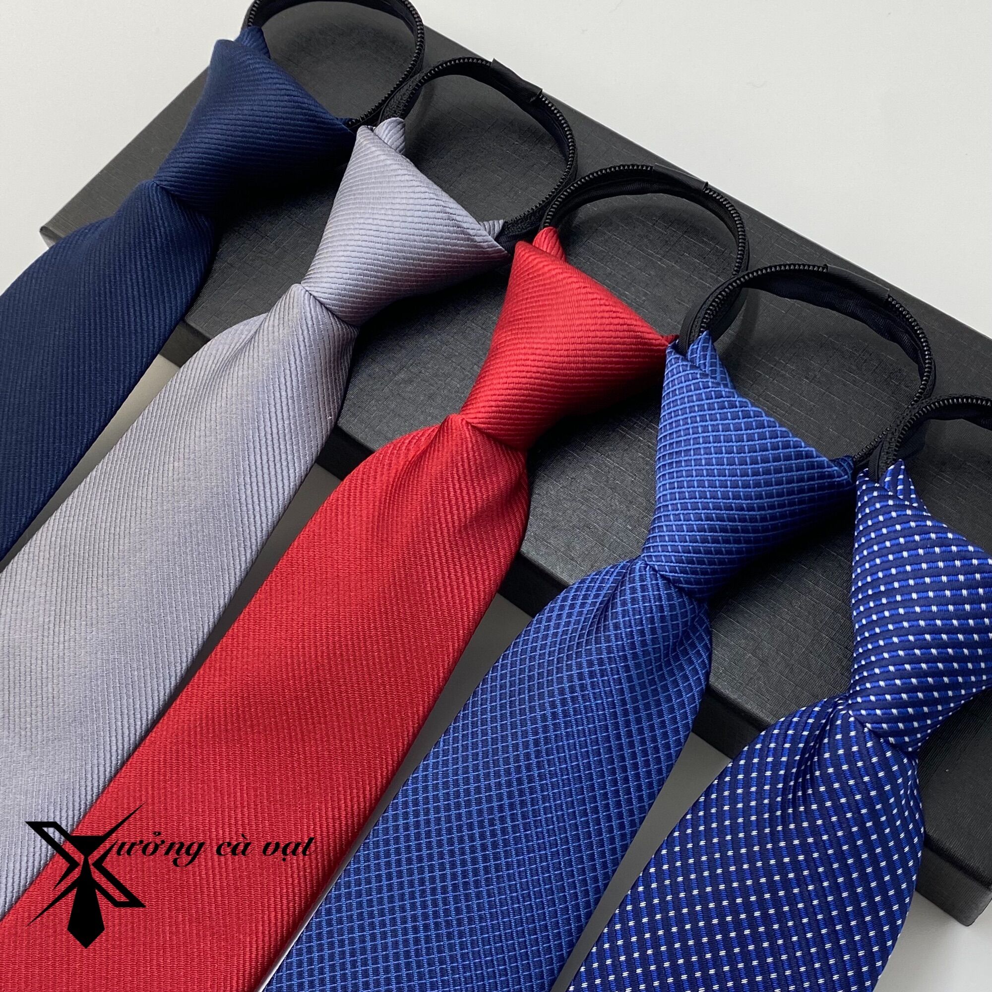 Cà vạt thắt sẵn bản 8cm, cà vạt trung niên cao cấp, cà vạt quà tặng