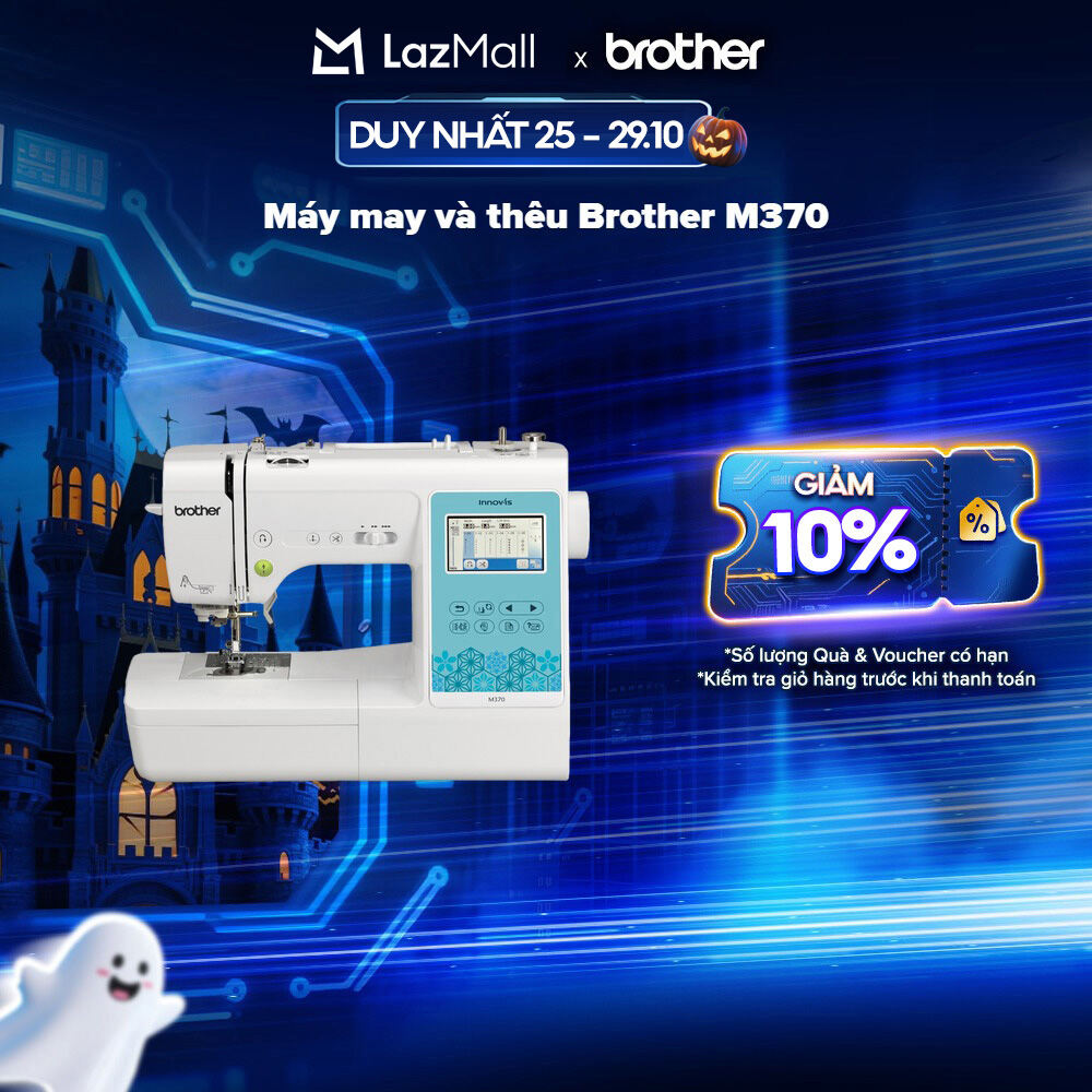 Máy may điện tử Brother M370 - 181 mẫu chỉ, thêu và quilting tự động