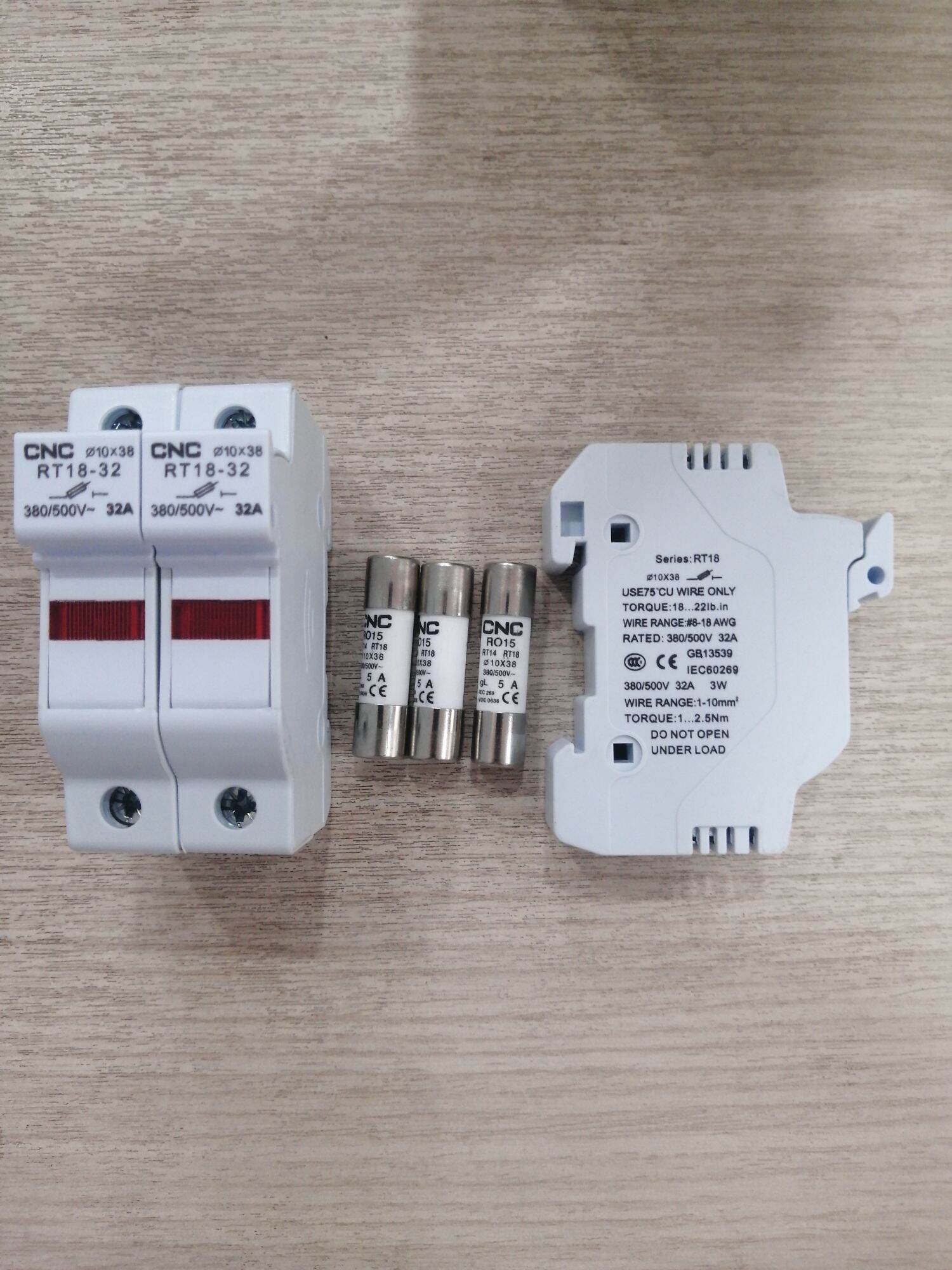 Compo 03 bộ: Vỏ chì có đèn báo + ruột chì sứ 5A