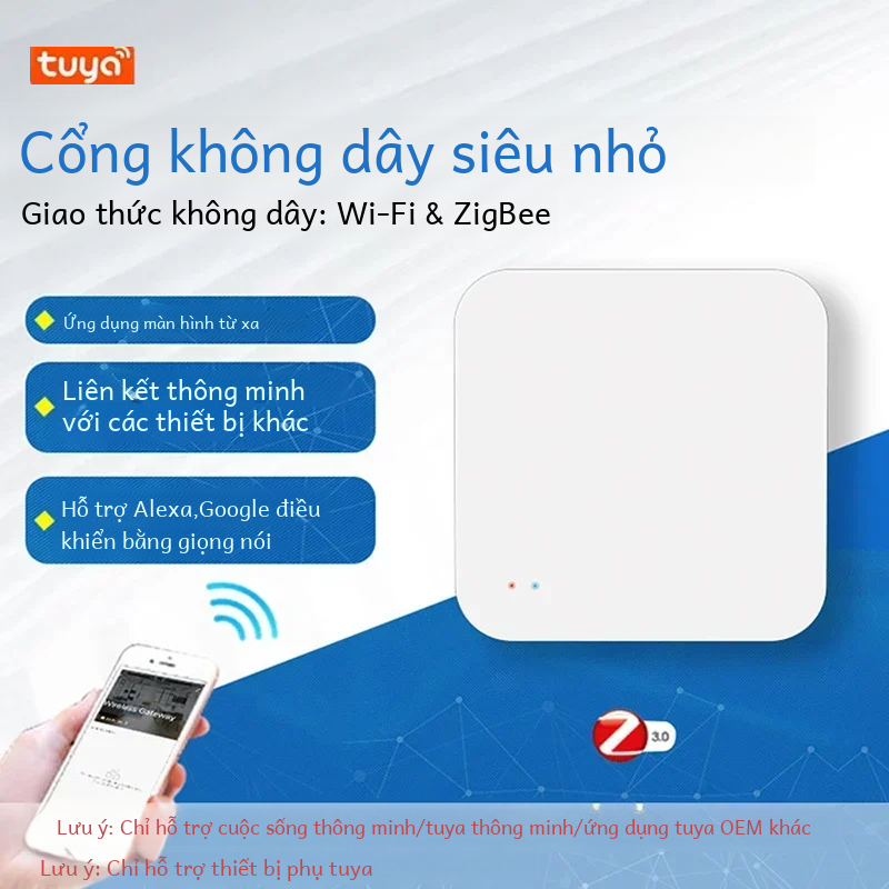 Hub cổng không dây Tuya Zigbee để tự động hóa nhà thông minh Tương thích với các thiết bị Zigbee thông qua ứng dụng Smart Life