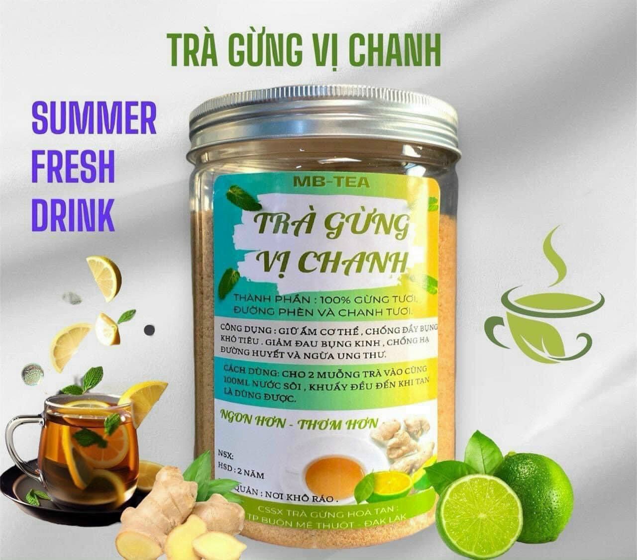 Bột trà gừng vị chanh hũ 500 gram