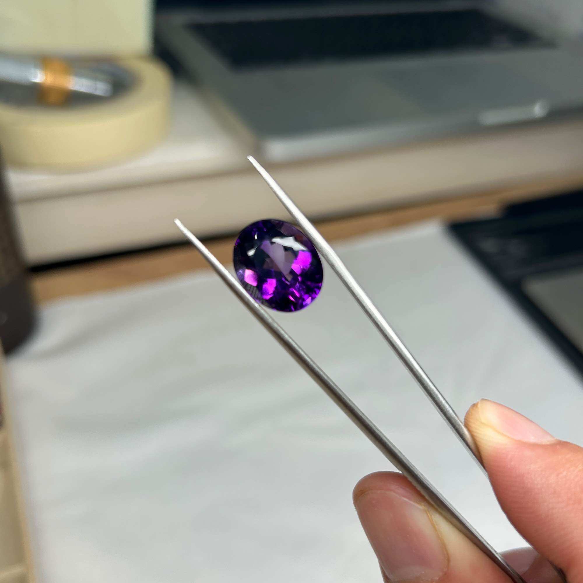 920AM-ĐÁ AMETHYST THÁCH ANH TÍM HỒNG THIÊN NHIÊN KHÔNG XỬ LÝ ( thông số trong ảnh chụp)9.2 Carat