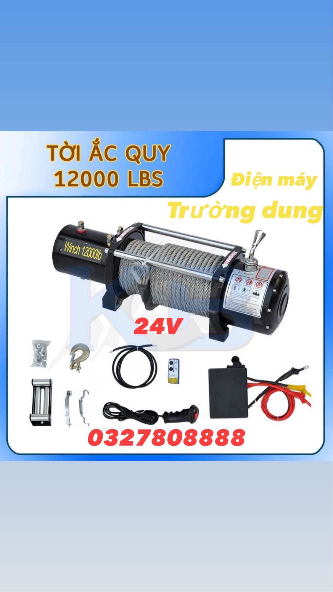 Tời ắc quy 24v - tời cứu hộ ô tô 12000lbs
