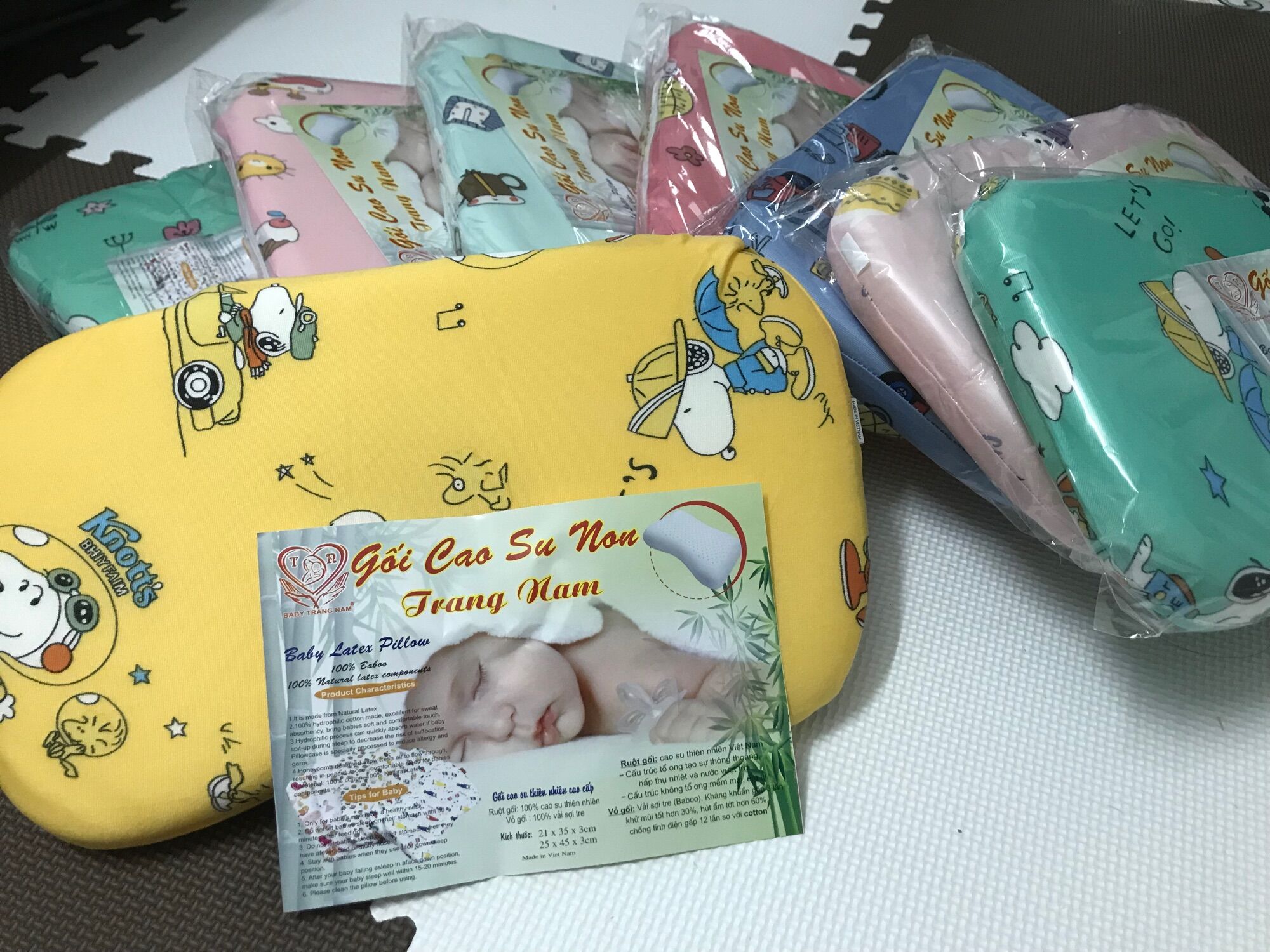 Gối Cao Su Non chống bẹp đầu, méo đầu cho bé yêu 20x38x3cm