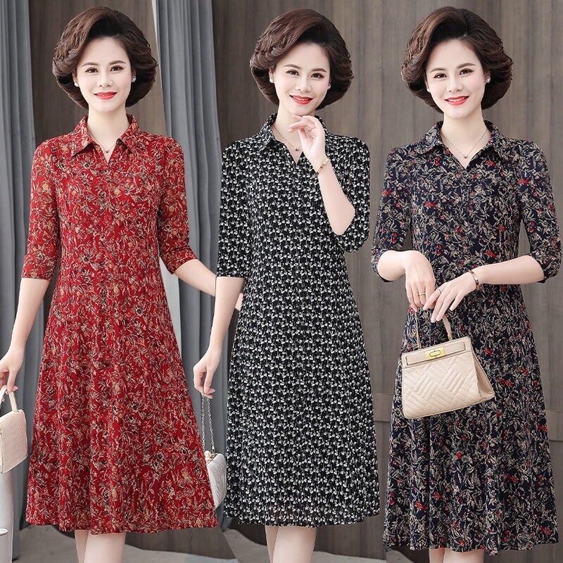 Đầm trung niên cho mẹ, váy dài trung niên sang trọng dự tiệc bigsize u40 u50