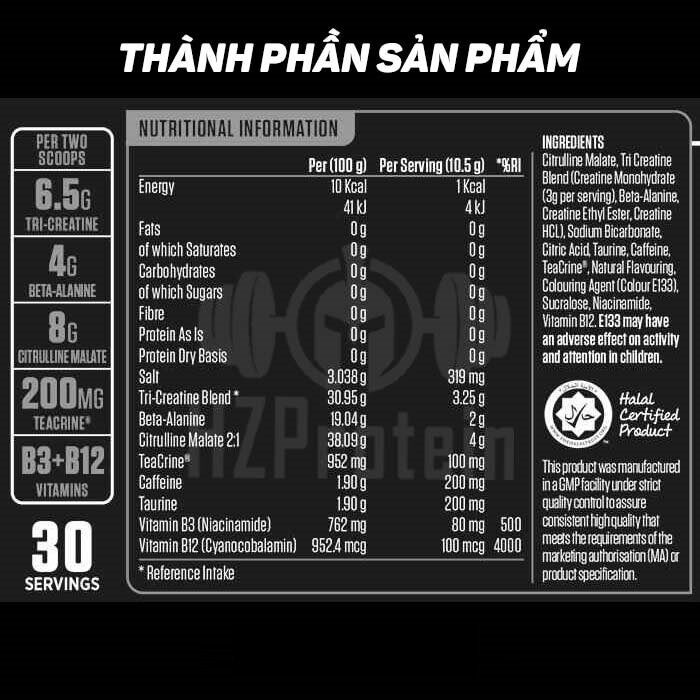(Hàng KHÔNG VÓN 100%) Tăng Sức Mạnh Tập Luyện Pre-Workout ABE (30 Lần Dùng)