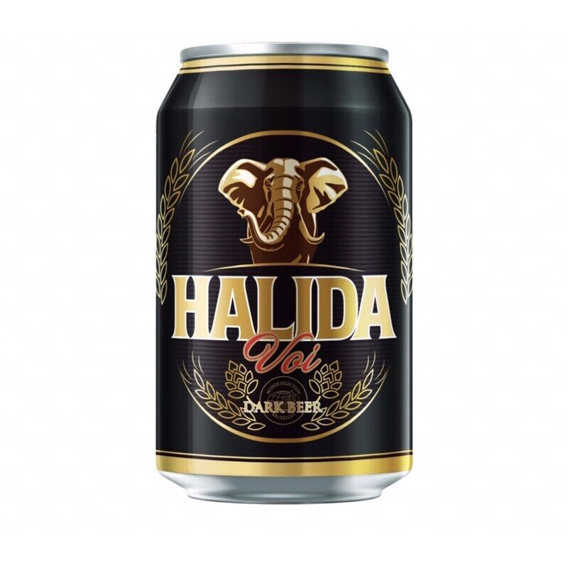 Bia Halida dark lon - bia Voi đen - lốc 6 lon 330ml