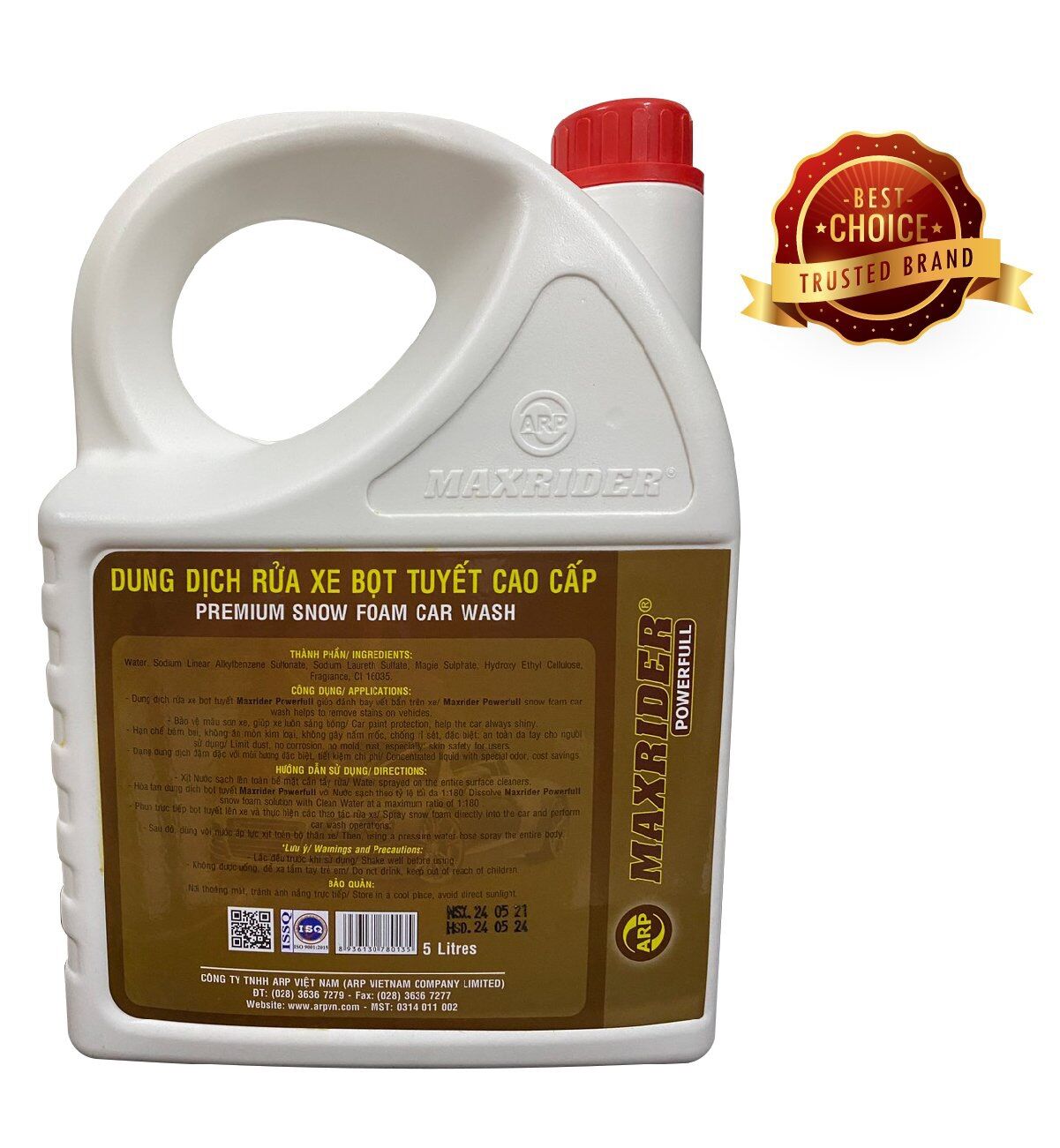 💯DUNG DỊCH RỬA XE BỌT TUYẾT CAO CẤP - MAXRIDER POWERFULL (5 Litres)