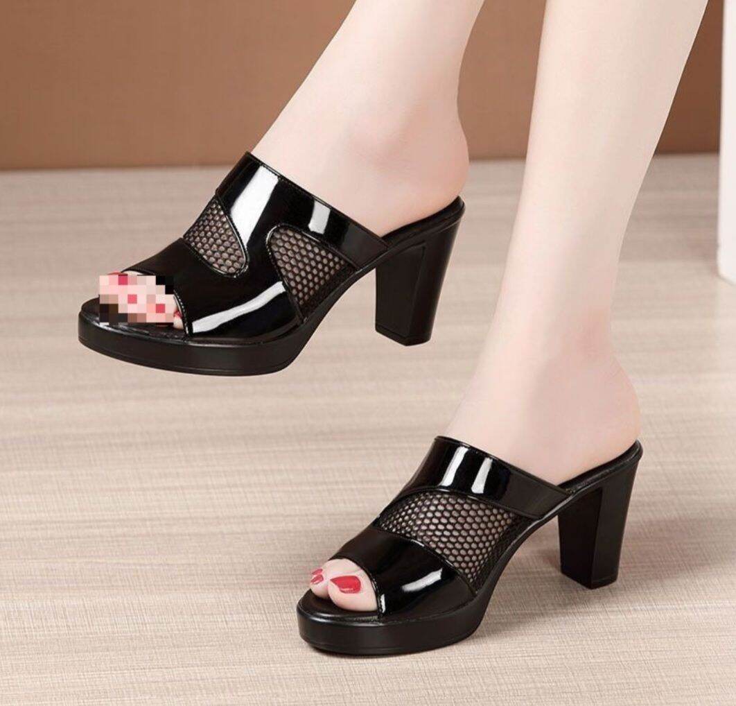 Dép cao gót phối lưới 7f gpshop
