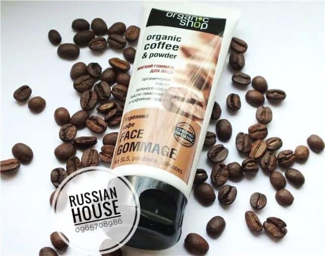 Tẩy da chết mặt cafe Organic Shop/75ml