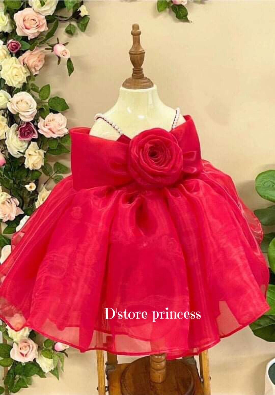 Nơi bán Đầm váy công chúa cho bé gái 2 dây đính ngọc ,tặng kèm cài tóc cực xinh xắn(D001)