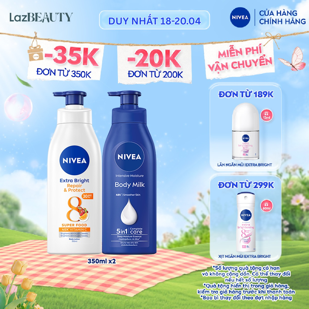Bộ Đôi Sữa Dưỡng Thể NIVEA Phục Hồi  Chống Nắng Dưỡng Ẩm Chuyên Sâu Từ 8 Super Foods (350 ml) - 88311+98940