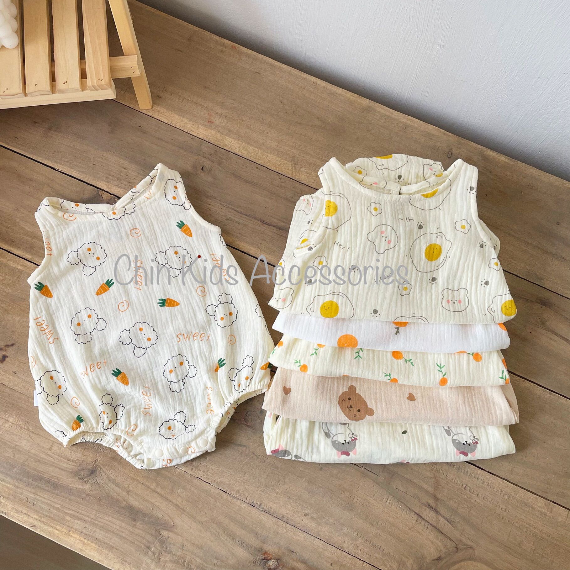 Body xô muslin hai lớp mềm mại thấm mồ hôi tốt cho bé