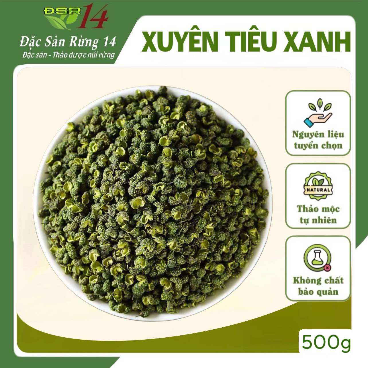 Xuyên tiêu xanh 500g, hạt tiêu tứ xuyên, cay tê, thơm, không lẫn tạp chất, gia vị món ăn Trung Hoa,Đặc sản rừng14
