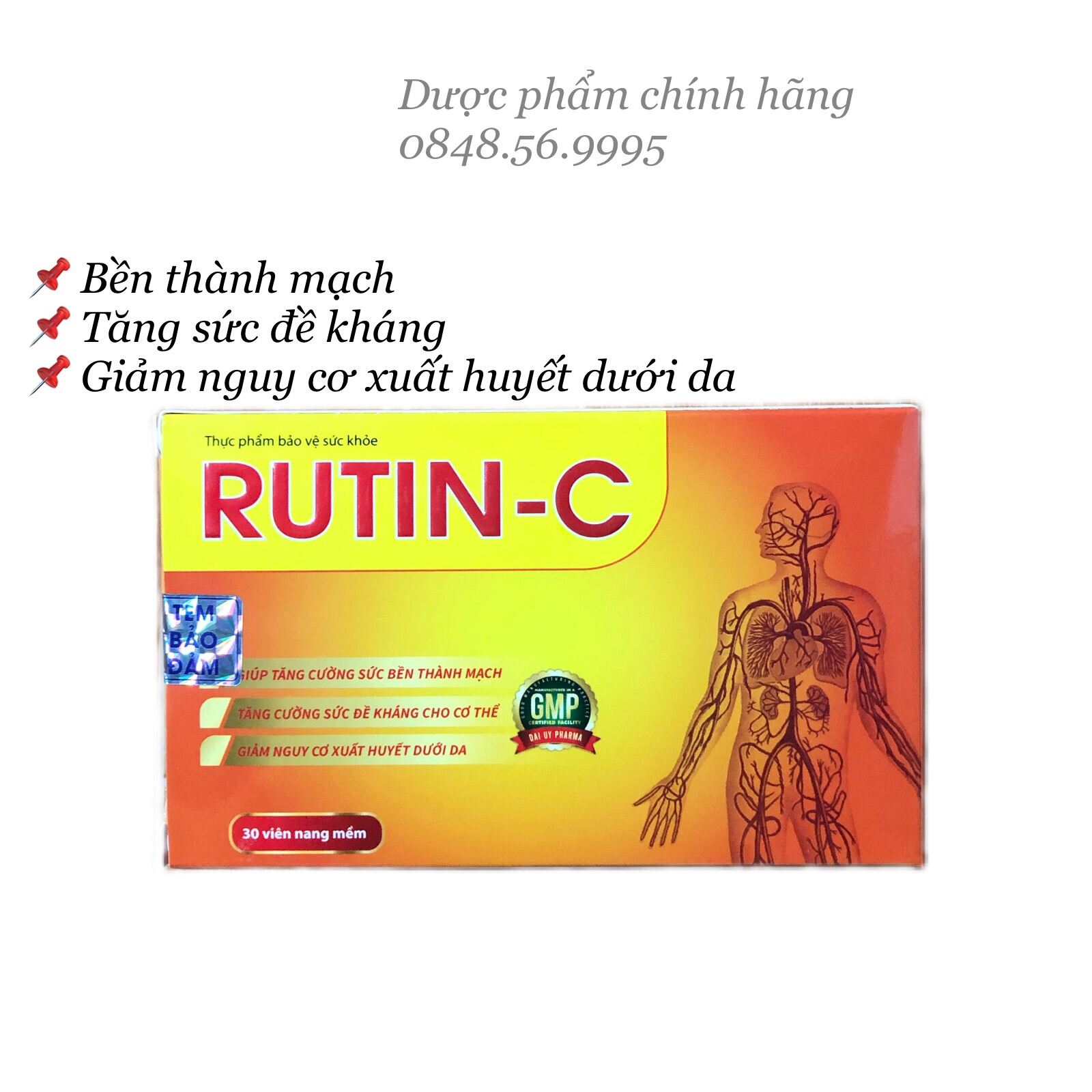 RUTIN C HỘP 30 viên nang mềm - Hỗ trợ điều trị viêm loét miệng